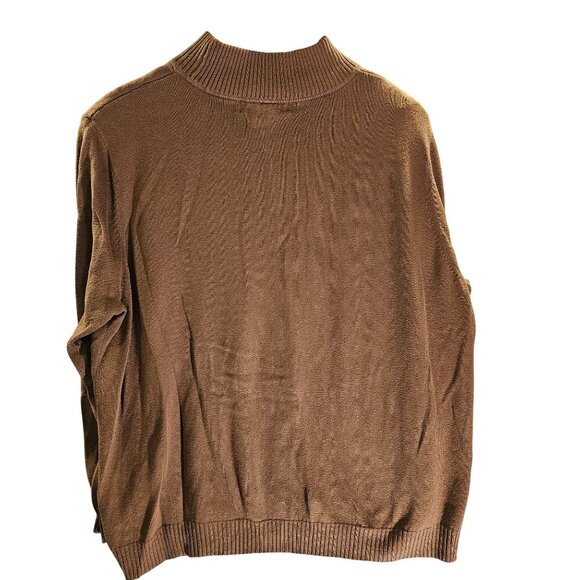Dressbarn Woman's  Brown Ribbed Mock Neck Sweater - Picture 1 of 10